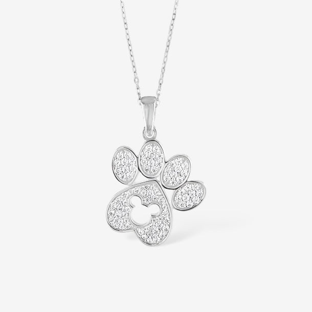 Silver Mickey Mouse Paw Necklace