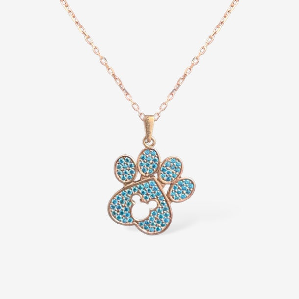 Blue Mickey Mouse Paw Necklace