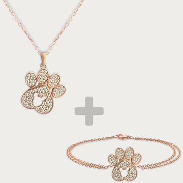 White Mickey Mouse Paw Necklace Bracelet Set